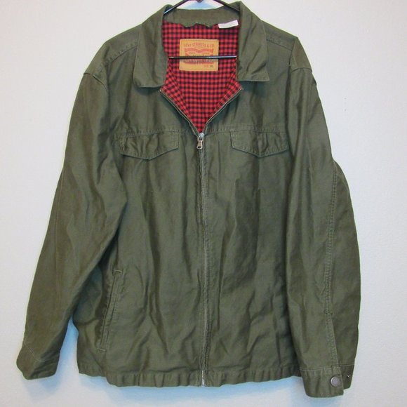 Levi's Other - Levi's Olive Green Cotton Lined Good Harrington Zip Up Jacket Coat Men X…